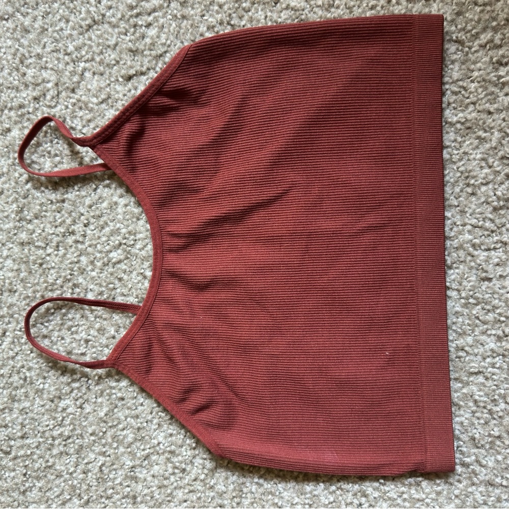 Bozzolo Maroon Ribbed Tank Top